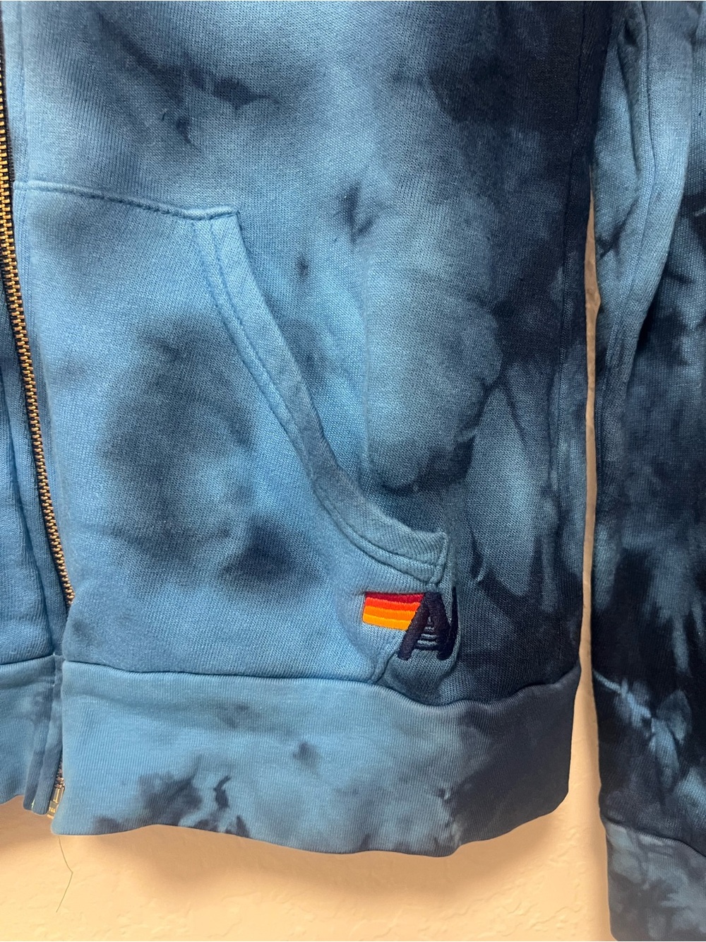 Aviator Nation London Skull Tie Dye Zip Hoodie Blue Hand Dyed Medium - Picture 4 of 7